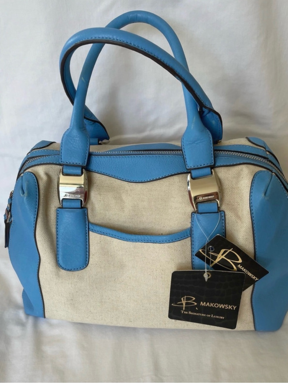 Blue & Cream Satchel Bag